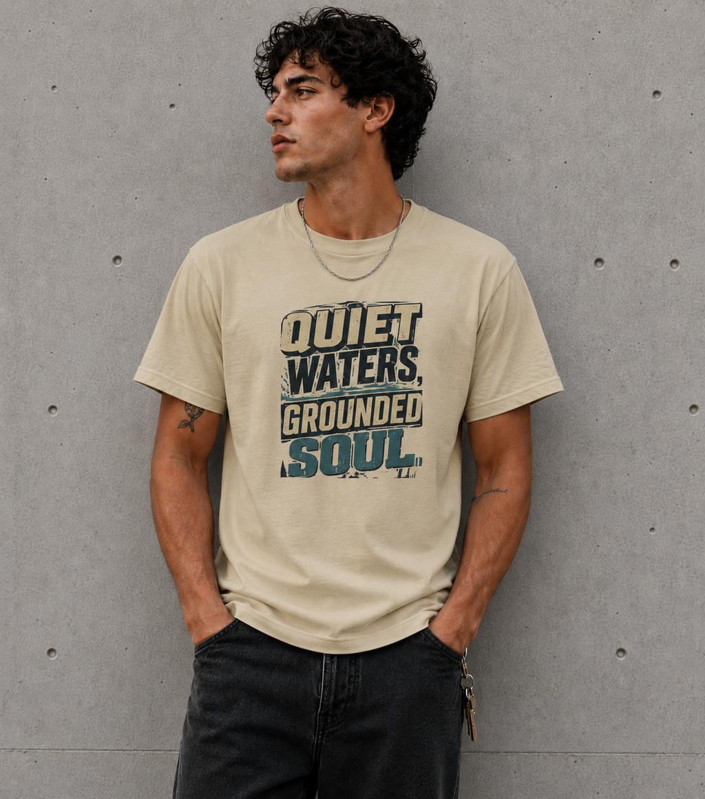 Quiet Waters Grounded Soul Vintage Streetwear T-Shirt Design