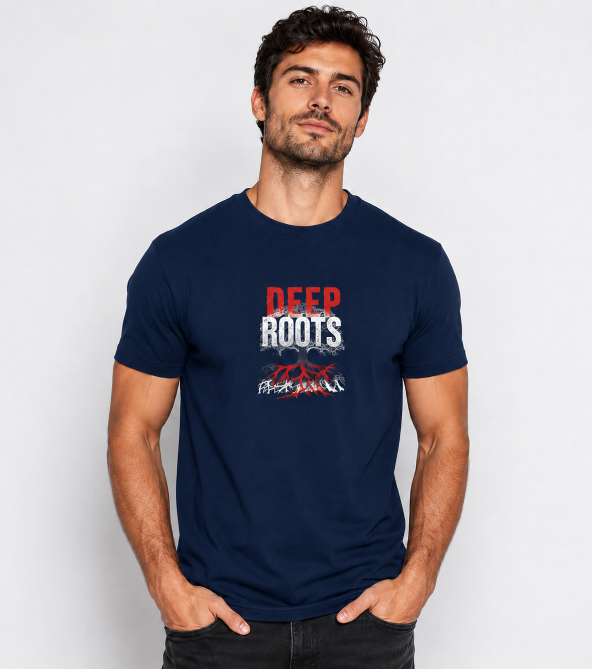 Deep Roots, Strong Faith Christian Graphic T-Shirt