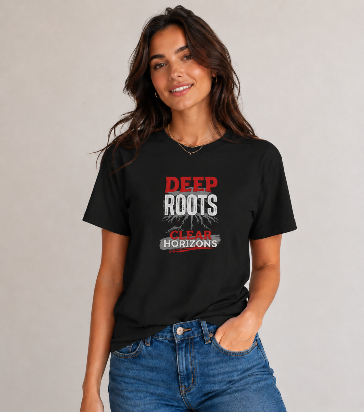 Deep Roots, Strong Faith Christian Graphic T-Shirt