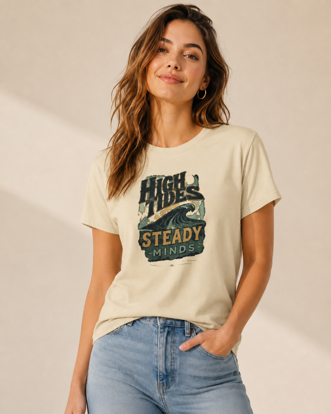 High Faith, Steady Heart Christian Graphic T-Shirt