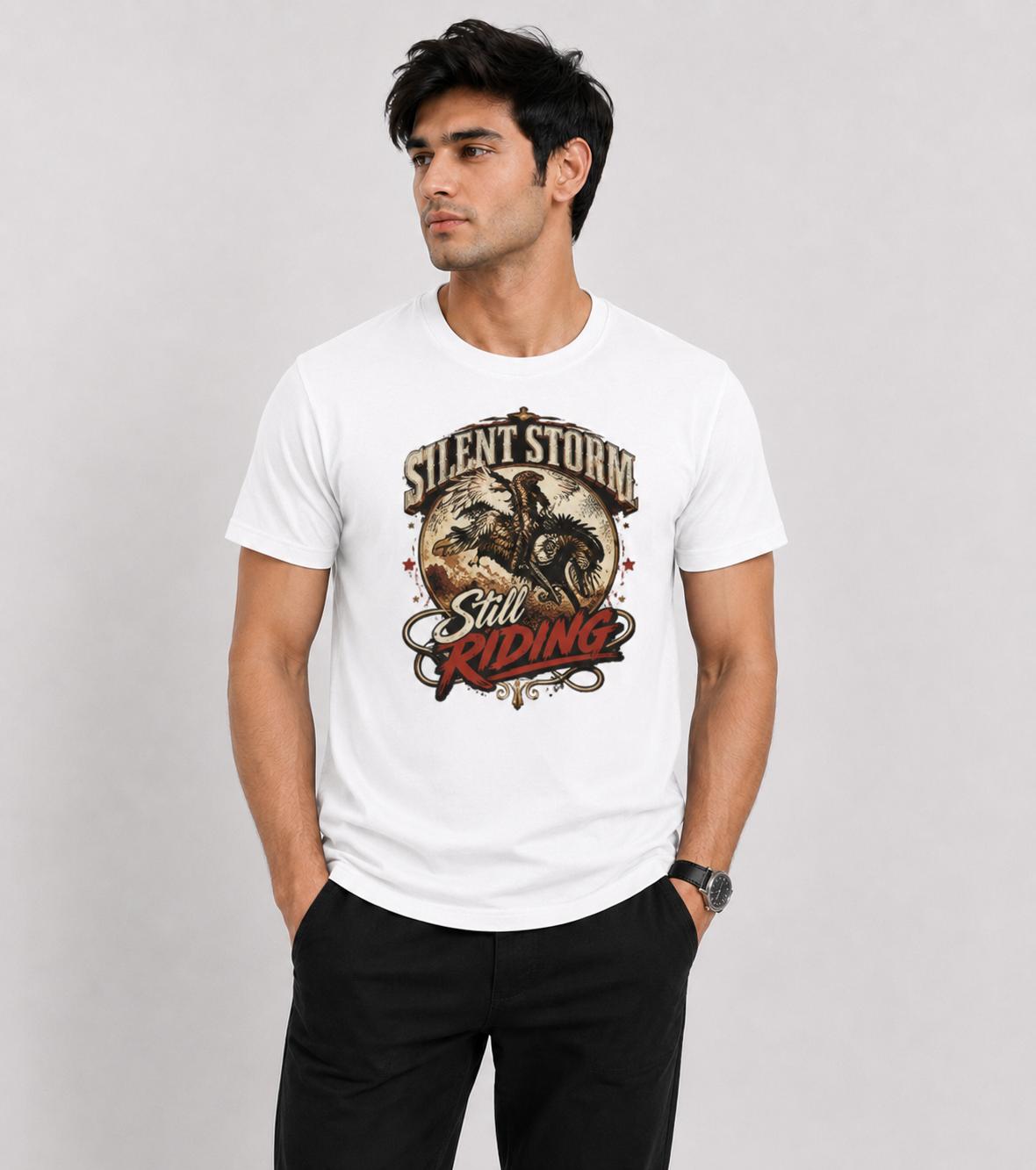 Still Standing, Still Riding Inspirational Eagle Graphic T-Shirt