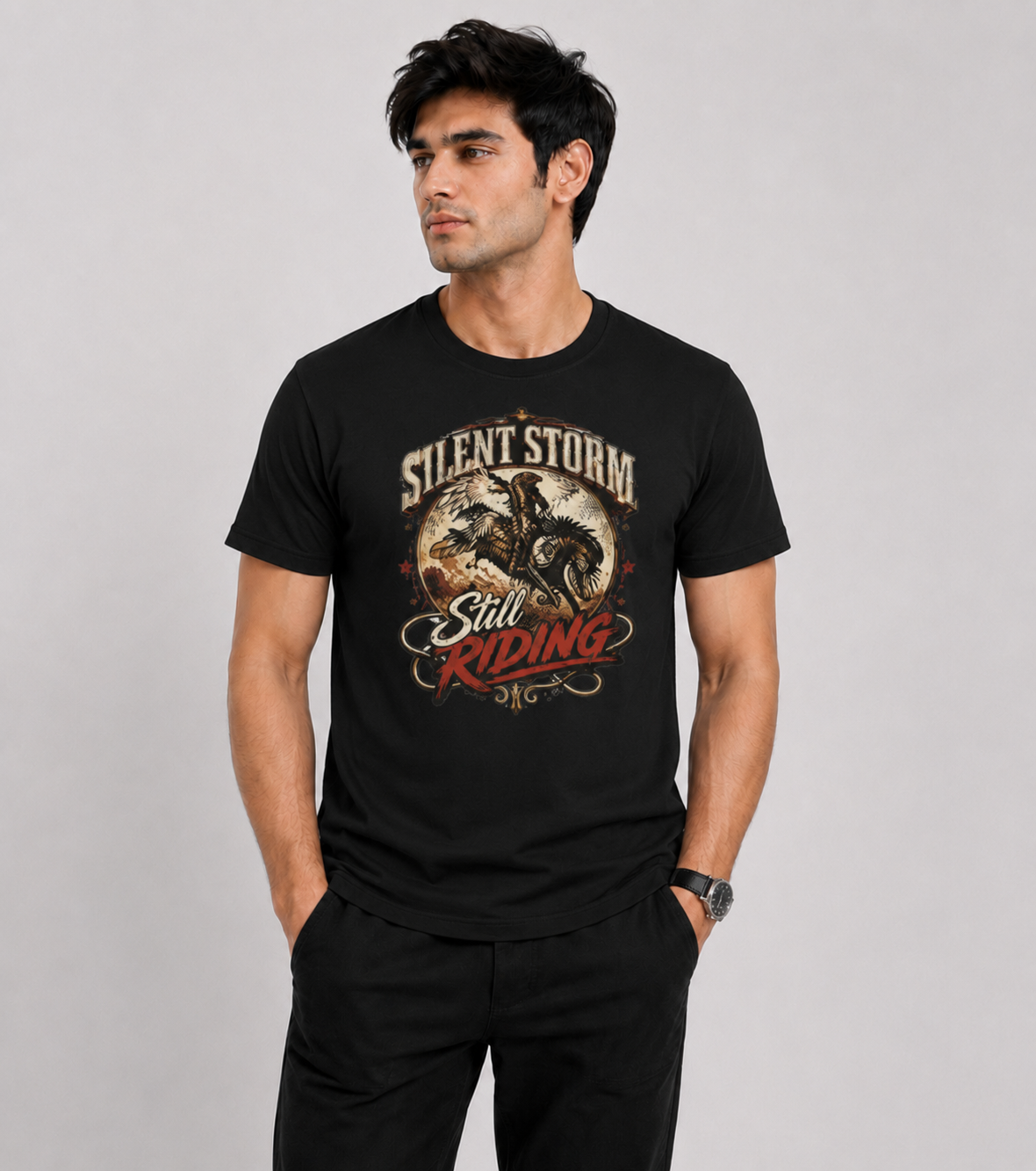 Still Standing, Still Riding Inspirational Eagle Graphic T-Shirt