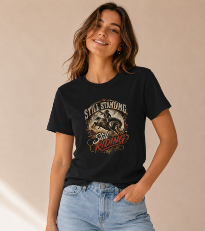 Still Standing, Still Riding Inspirational Eagle Graphic T-Shirt