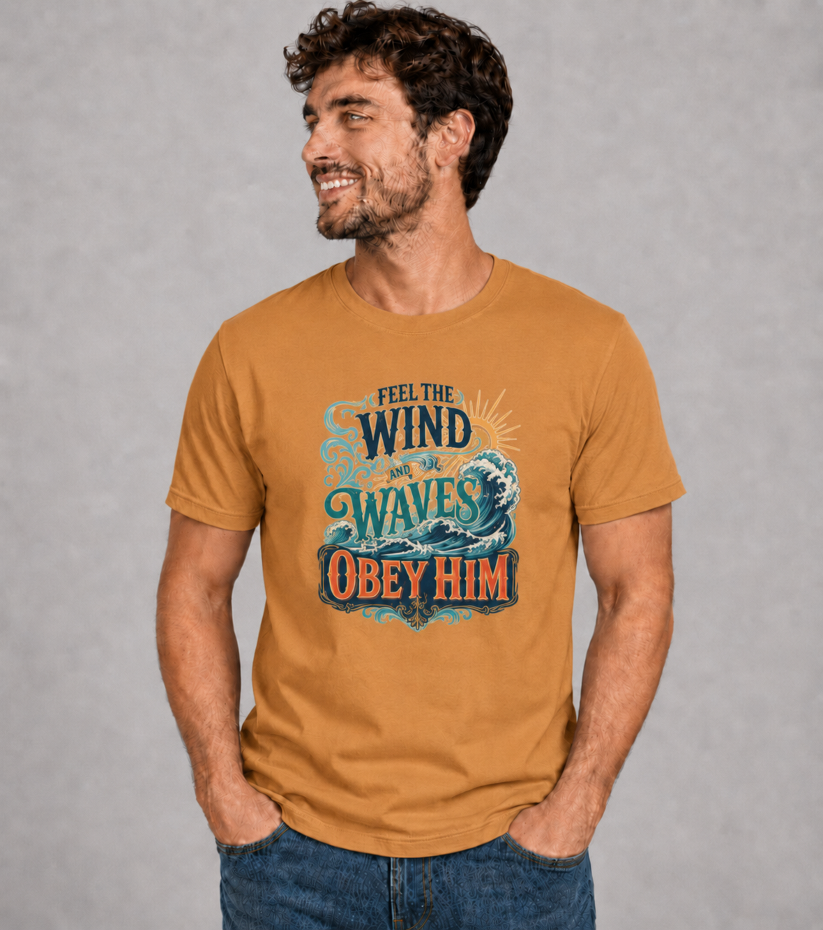 Even the Wind and Waves Obey Him Christian Graphic T-Shirt