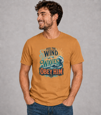 Even the Wind and Waves Obey Him Christian Graphic T-Shirt
