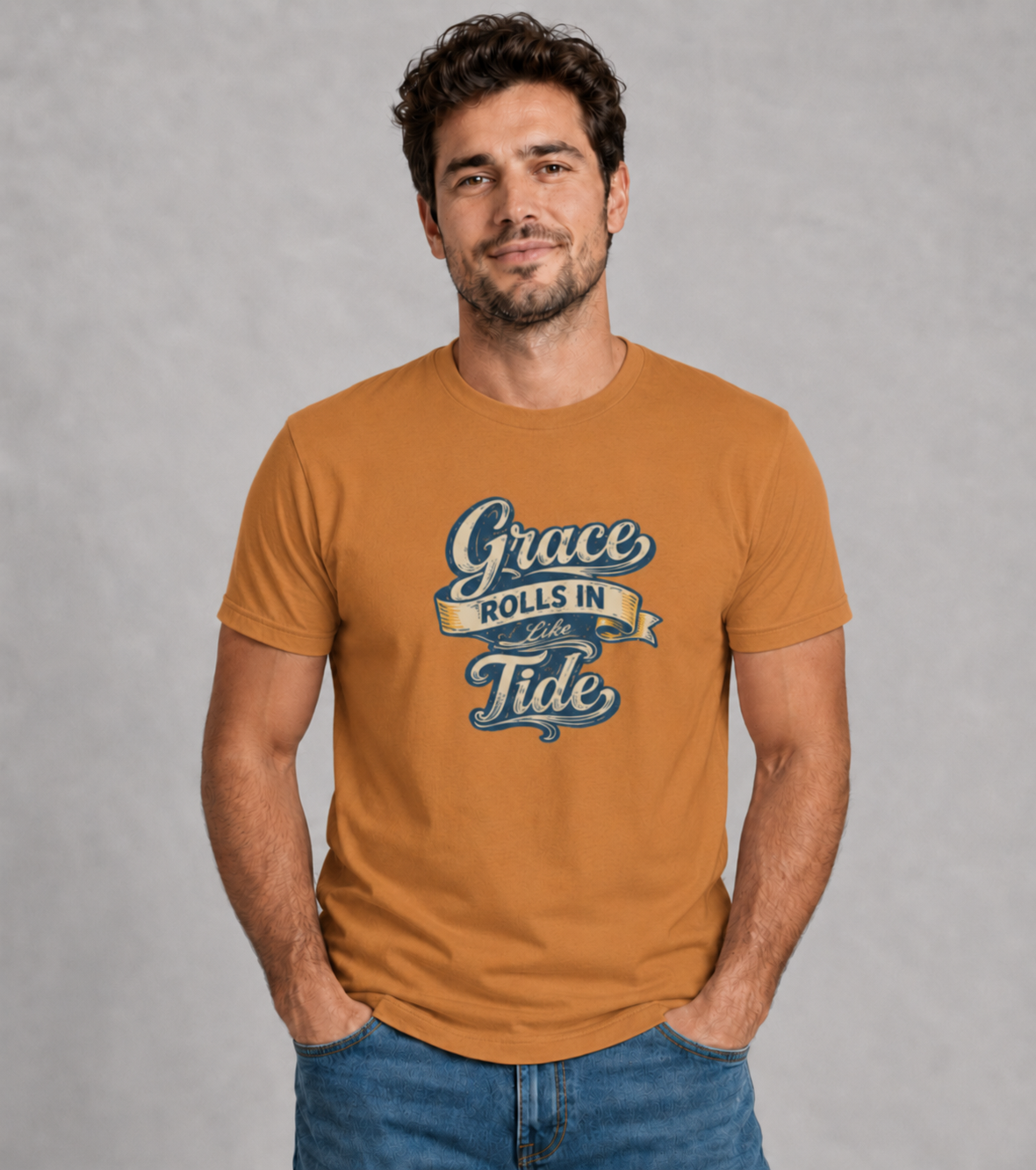 Grace Rolls In Like the Tide Christian Graphic T-Shirt
