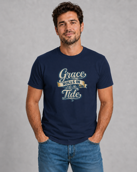 Grace Rolls In Like the Tide Christian Graphic T-Shirt